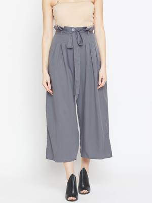 Women Grey Pleated Trouser 1