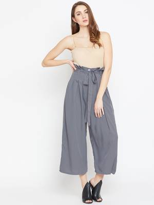 Women Grey Pleated Trouser 2