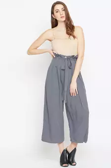Women Grey Pleated Trouser