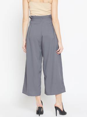 Women Grey Pleated Trouser 3