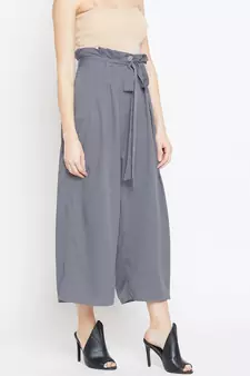 Women Grey Pleated Trouser