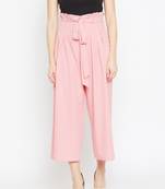Women Peach Pleated Trouser