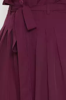 Women Burgundy Pleated Trouser