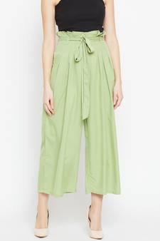 Women Green Pleated Trouser