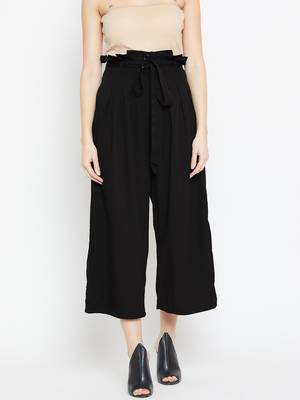 Women Black Pleated Trouser 1