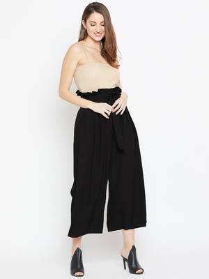 Women Black Pleated Trouser 2