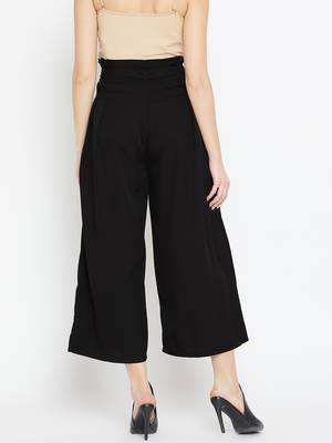 Women Black Pleated Trouser 3