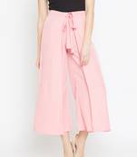 Women Peach Front Overlap Layered Trouser