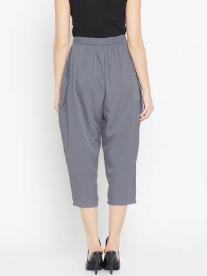 Women Grey Pleated Crop Trouser 3
