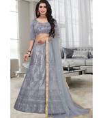 Grey Embroidered Attractive Party Wear silk  Cacan Lehenga choli
