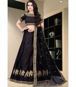Black Colored Designer Partywear Embroidered Work Malay satin Material  Cancan Lehenga Choli