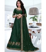 Green Colored Designer Partywear Embroidered Work Silk Material  Cacan Lehenga Choli
