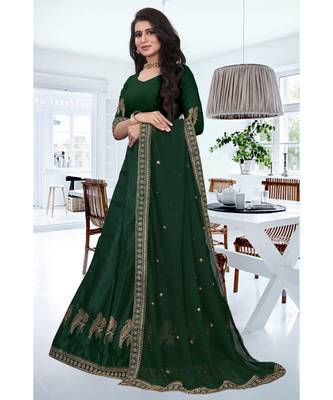Green Colored Designer Partywear Embroidered Work Silk Material  Cacan Lehenga Choli 2