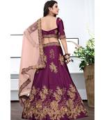 Magenta Colored Partywear Designer Embroidery Work Silk material  Cancan Lehenga Choli