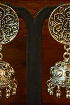 Designer Oxidised Silver  Jhumkas for Wedding