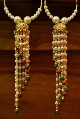 Designer Long Dangler Pearl Hoop Earrings for Wedding 1