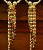 Designer Long Dangler Pearl Hoop Earrings for Wedding