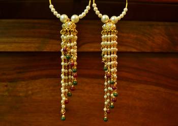 Designer Long Dangler Pearl Hoop Earrings for Wedding 4