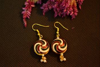 Designer Meenakari Work Dangler Drop Earrings 1
