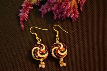 Designer Meenakari Work Dangler Drop Earrings 2