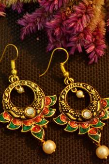 Designer Meenakari Work Dangler Drop Earrings
