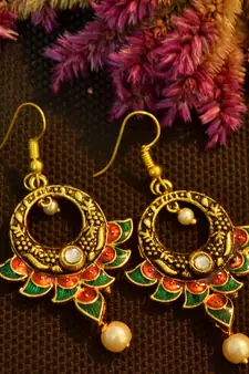 Designer Meenakari Work Dangler Drop Earrings