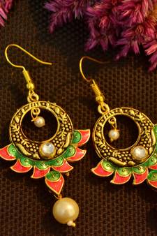 Designer Meenakari Work Dangler Drop Earrings