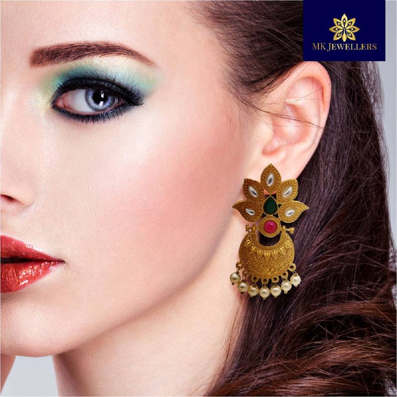 Green pearl earrings
