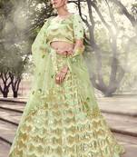 Light-green sequins net semi stitched lehenga