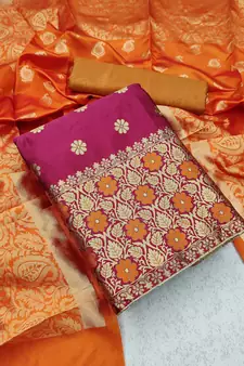 Magenta Jacquard Banarasi Salwar
