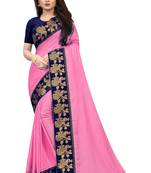 Pink Vichitra Silk Jacquard Lace saree With Blouse Piece.