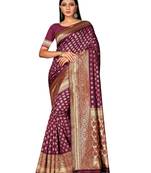 Mehrang Purple Woven Banarasi Silk Saree with Blouse 