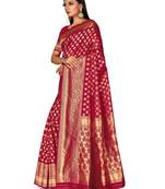 Mehrang Maroon Woven Banarasi Silk Saree with Blouse 