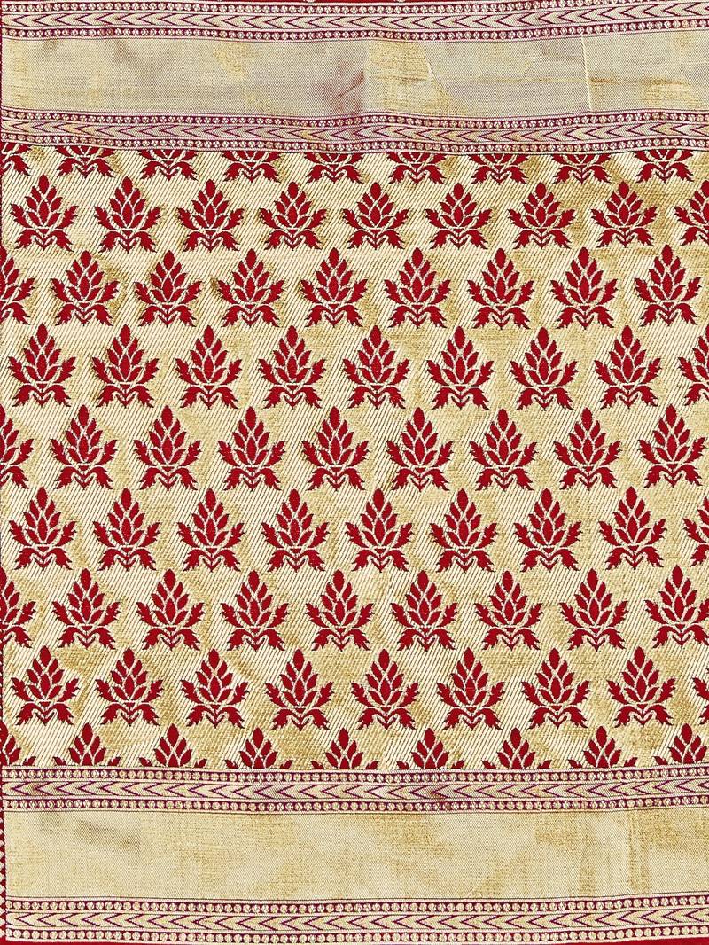 Mehrang Maroon Woven Banarasi Silk Saree with Blouse 