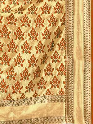 Mehrang Orange Woven Banarasi Silk Saree with Blouse 4