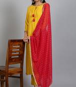 Yellow plain rayon salwar