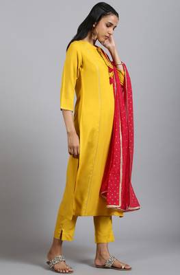 Yellow plain rayon salwar 2