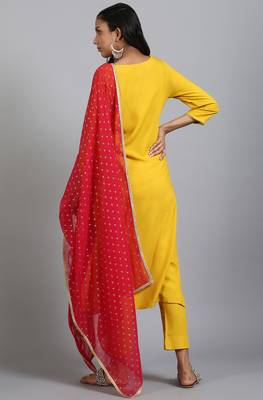 Yellow plain rayon salwar 3