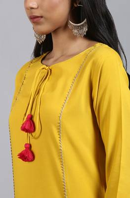 Yellow plain rayon salwar 4