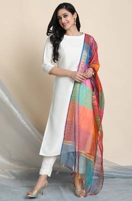 Off white lace faux silk salwar 1