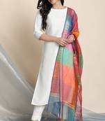 Off white lace faux silk salwar