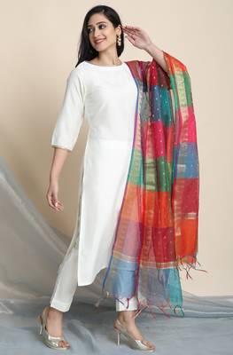 Off white lace faux silk salwar 2
