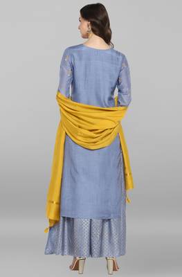 Janasya Blue embroidered polyester salwar 3