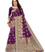 Mehrang Purple Woven Banarasi Silk Saree with Blouse