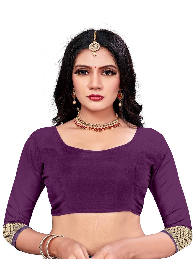 Mehrang Purple Woven Banarasi Silk Saree with Blouse