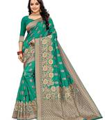 Mehrang Rama Woven Banarasi Silk Saree with Blouse