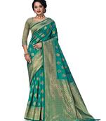 Mehrang Rama Woven Banarasi Silk Saree with Blouse