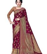 Mehrang Purple Woven Banarasi Silk Saree with Blouse