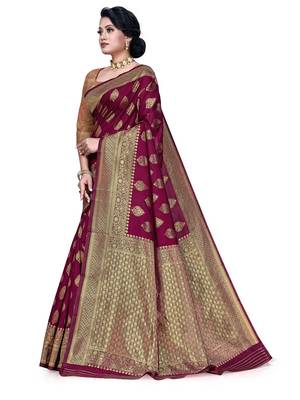 Mehrang Purple Woven Banarasi Silk Saree with Blouse 2