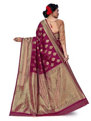 Mehrang Purple Woven Banarasi Silk Saree with Blouse 4